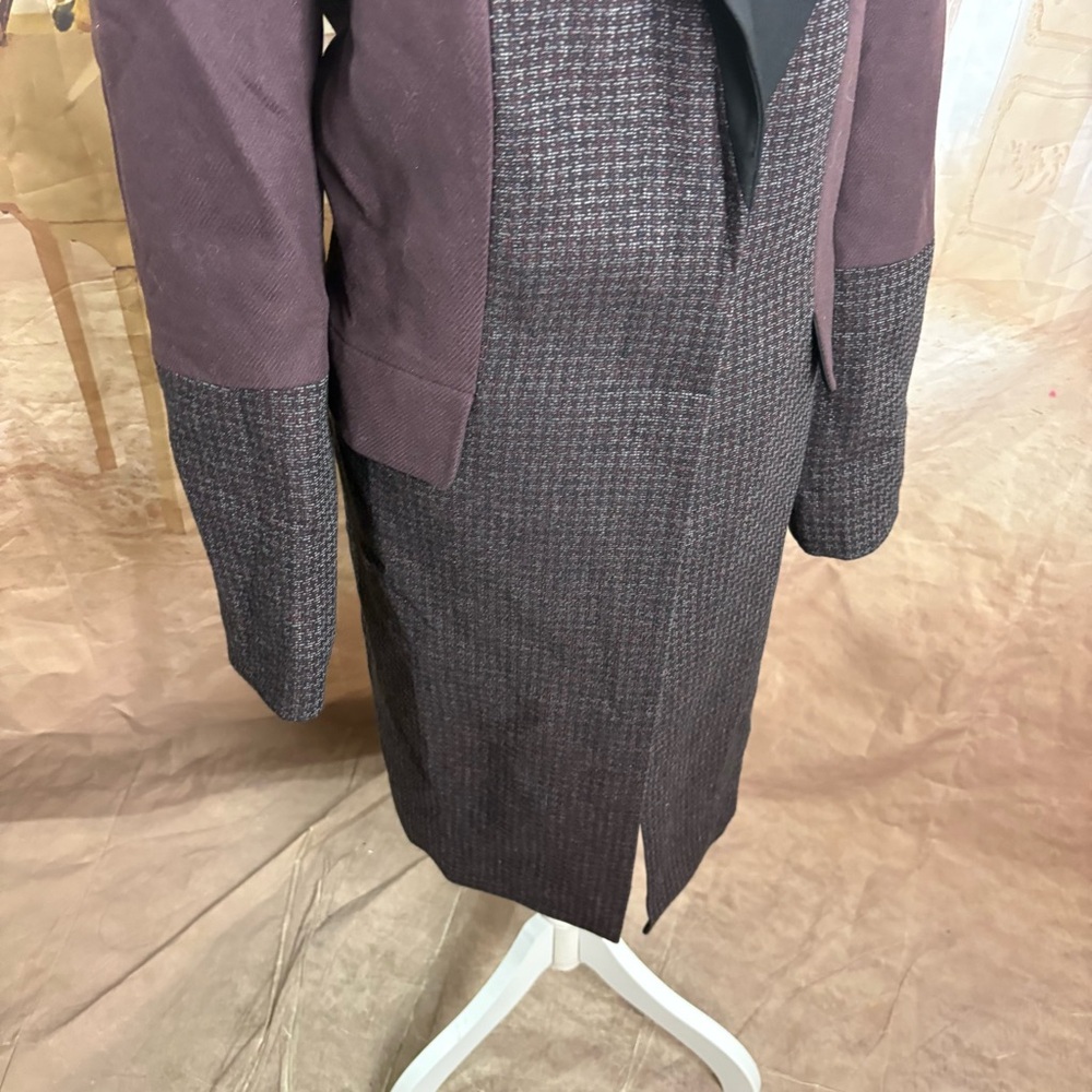 NEW Equipment Long Wool-Blend Blocked Arostide Burgundy Tailored Coat - Picture 8 of 12